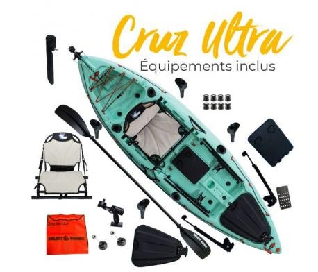 Kayak de pêche Cruz Ultra - Ultime version du meilleur kayak de pêche court.  Complet siège pagaie gouvernail