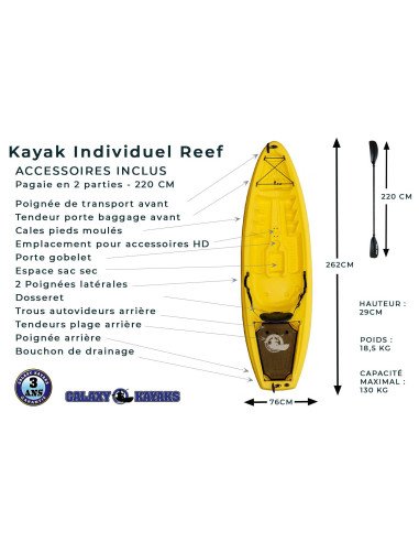 Kayak individuel rigide REEF premier prix tout équipe