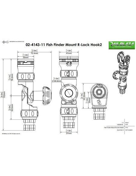 Adaptateur 3 axes pour Echosondeurs HOOK2