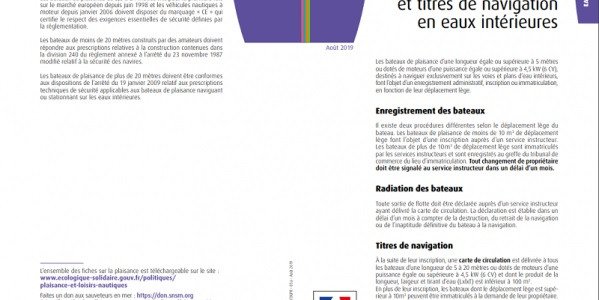 Enregistrement et titres de navigation en eaux intérieures 